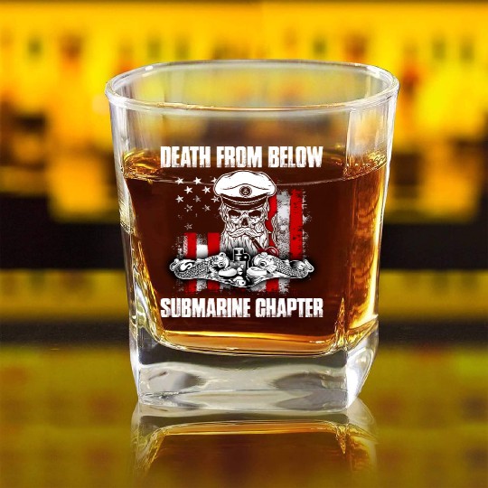 Death From Below Submarine Chapter Patriotic Square Whiskey Glasses