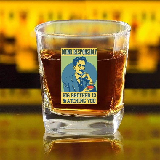 Big Brother Is Watching You Orwell Funny Alcohol B Square Whiskey Glasses