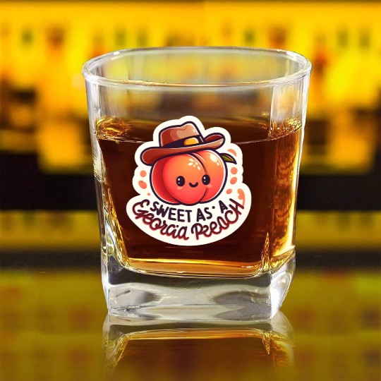 Sweet as a Georgia Peach Sticker Square Whiskey Glasses
