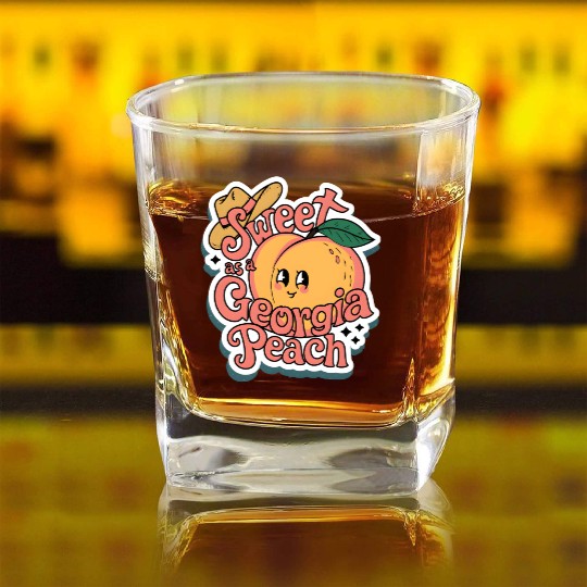 Sweet as a Georgia Peach Sticker.t-shits Square Whiskey Glasses