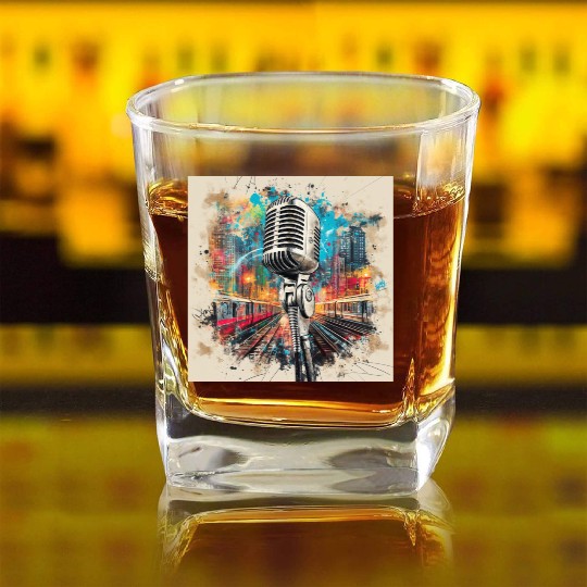 NYC Microphone AT Subway Square Whiskey Glasses