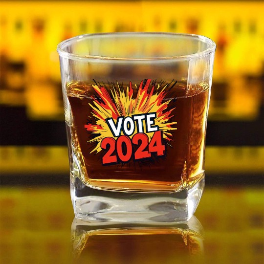 Vote 2024 Election Square Whiskey Glasses 0011