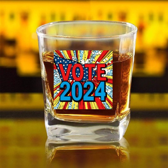 Vote 2024 Election Square Whiskey Glasses 0003