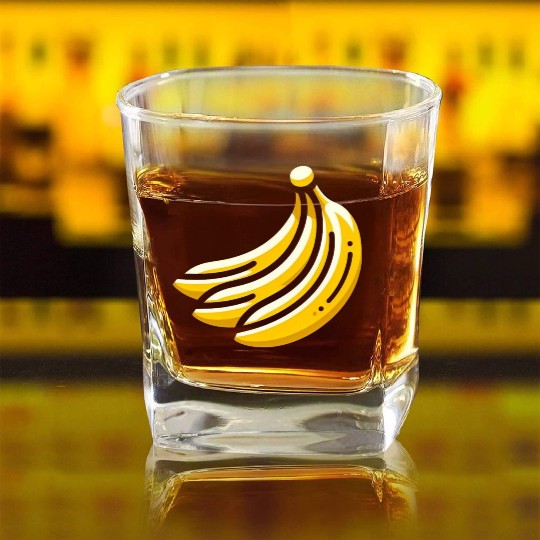 Banana minimalist bananas design food art 3 Square Whiskey Glasses