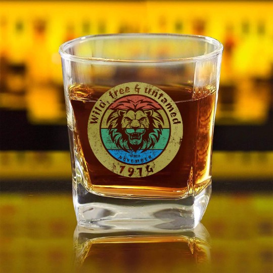 50th birthday Wild, free & untamed since 11/1974 Square Whiskey Glasses