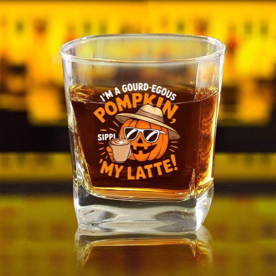 Pumpkin Spice Latte, Retro It's Fall Y'all Square Whiskey Glasses