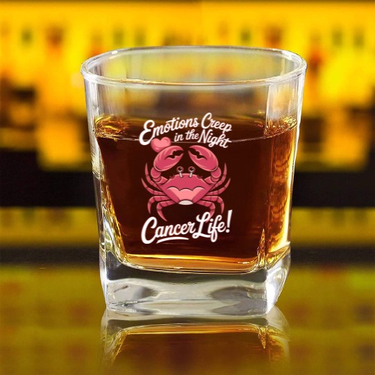 Emotions Creep in the Night Cancer Zodiac Sign Square Whiskey Glasses