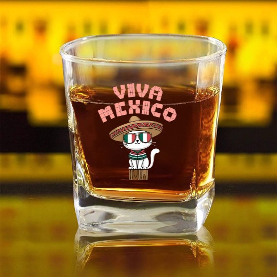 Viva Mexico Celebrate Hispanic Heritage Month Square Whiskey Glasses