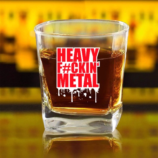 Heavy F#ckin' Metal Hard Rock Music Graffiti Spray Square Whiskey Glasses