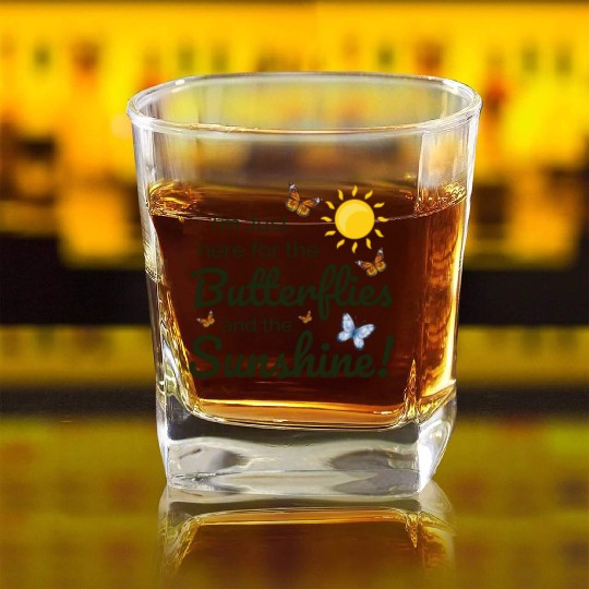 Butterfly Sunshine Insect Collector Entomology Square Whiskey Glasses