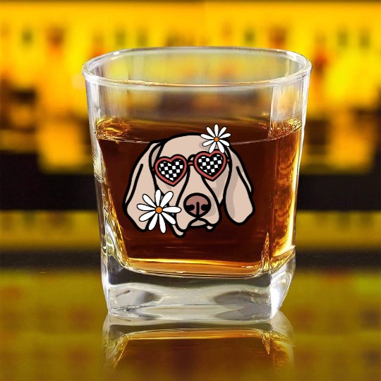 Weimaraner Retro Dog Square Whiskey Glasses
