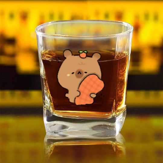Sleepy Capybara Square Whiskey Glasses