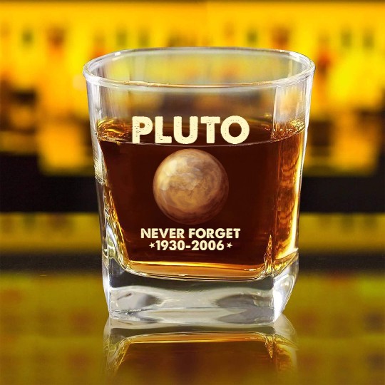 Pluto Never Forget 1930 2006 Planet Space Science Square Whiskey Glasses