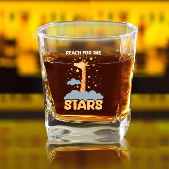 Giraffe Reach For The Stars Square Whiskey Glasses