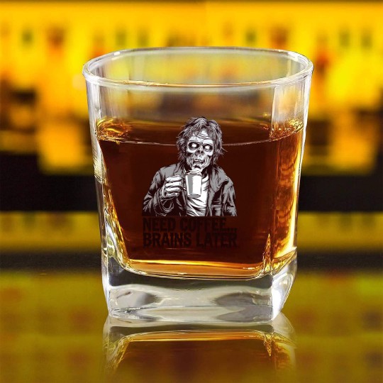 Zombie Coffee Run Square Whiskey Glasses