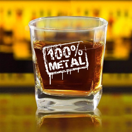 100 % Percent Metal Music Fun Graffiti Drops Stamp Square Whiskey Glasses