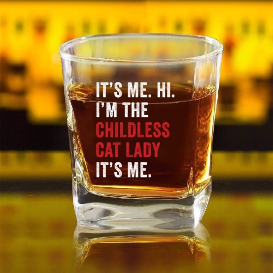 It's Me Hi Im The Childless Cat Lady Kamala Harris Square Whiskey Glasses