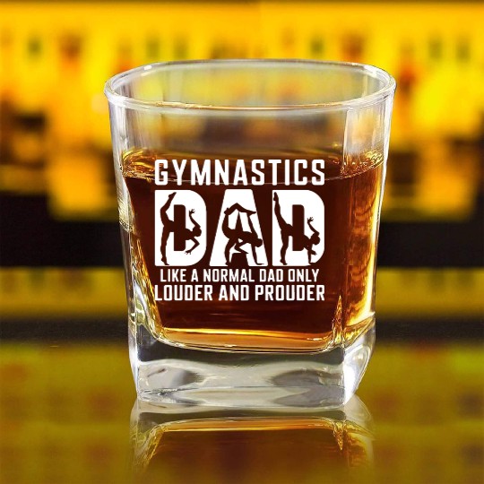 Like Normal But Louder Dad Funny Gymnastics Dad Square Whiskey Glasses