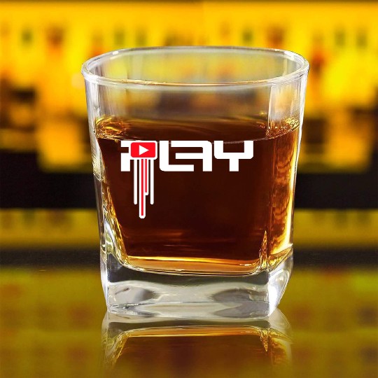 Play Icon Party On Techno DJ Music Graffiti Drops Square Whiskey Glasses