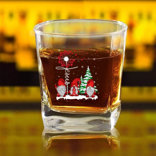 Gnomes Jesus Dandelion Christmas Tree Square Whiskey Glasses