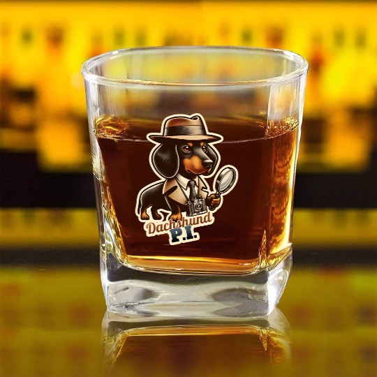 Dachshund PI Square Whiskey Glasses