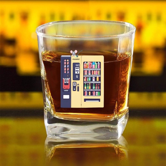 Japanese vending machine with little friend. Square Whiskey Glasses