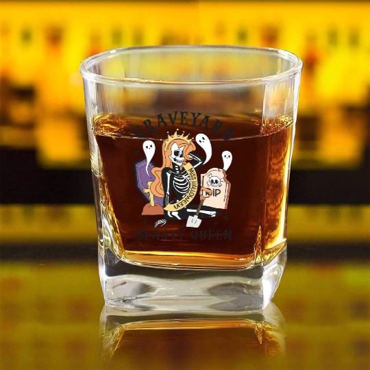 Graveyard Beauty Queen: Spooky & Funny Halloween Square Whiskey Glasses