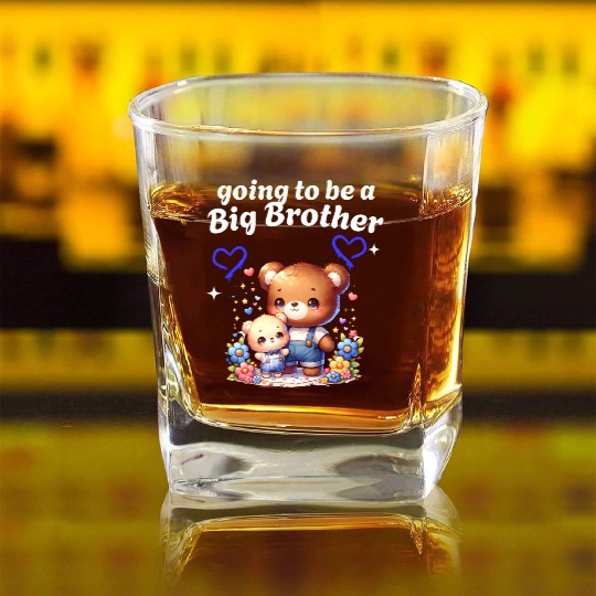 I'm Going To Be A Big Brother Cute Teddy Bears, Square Whiskey Glasses