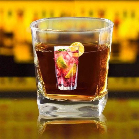 Citrus Berry Cocktail Square Whiskey Glasses