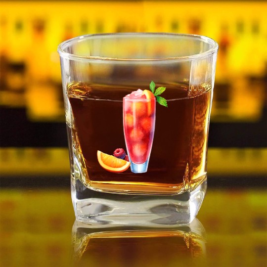 Berry Citrus Cocktail Square Whiskey Glasses