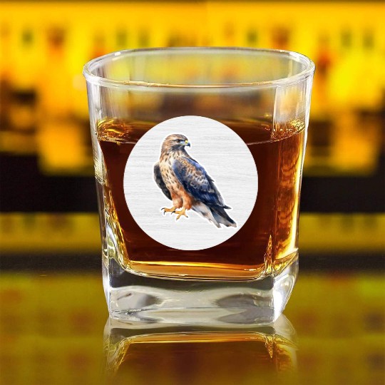 Hawk Watercolor Drawing Square Whiskey Glasses