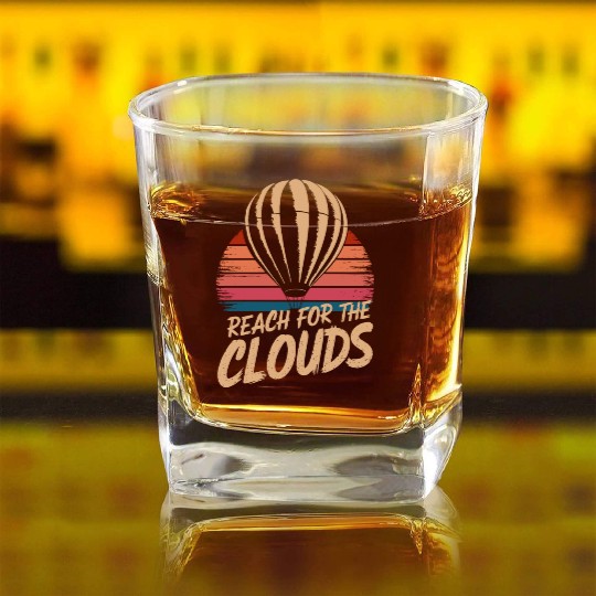 Reach For The Clouds Hot Air Balloon Inspiration Square Whiskey Glasses