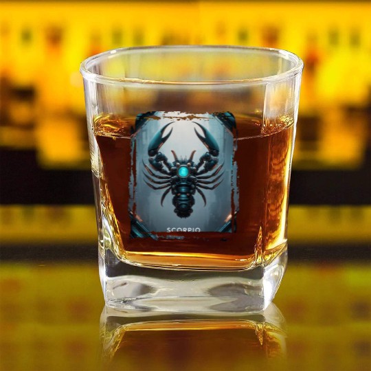 Zodiac sign Scorpio in cyberpunk era Future Square Whiskey Glasses