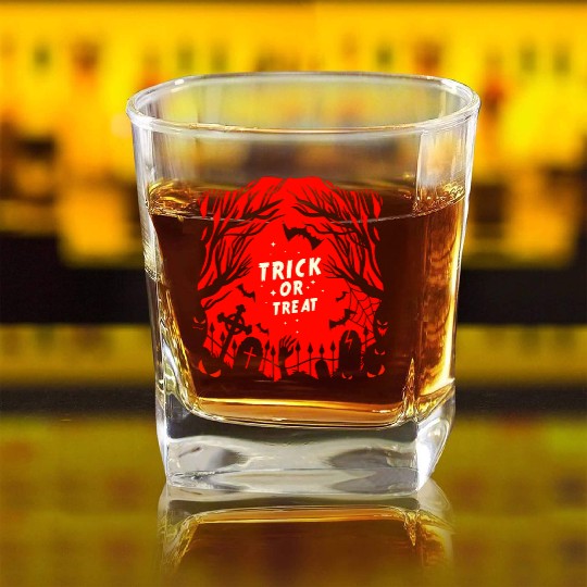 Trick or Treat Graveyard Square Whiskey Glasses
