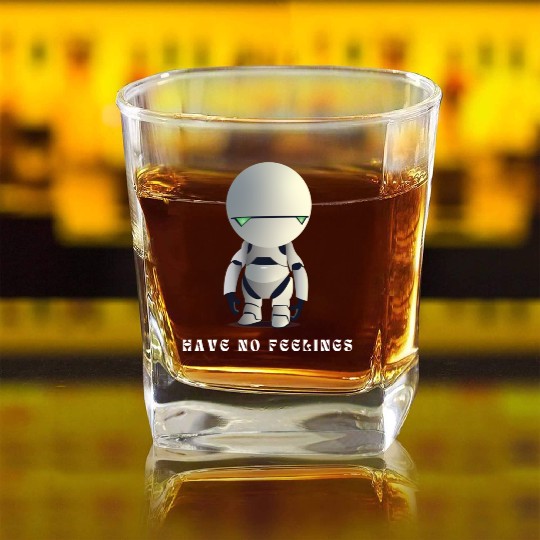 Purple Modern AI Robot Square Whiskey Glasses 2