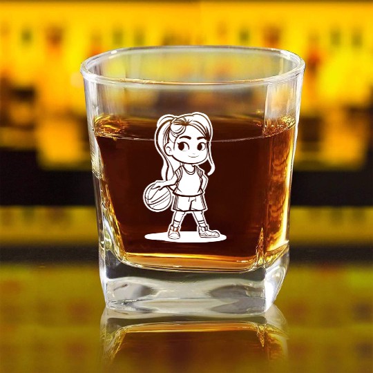 Basketball Girl Square Whiskey Glasses