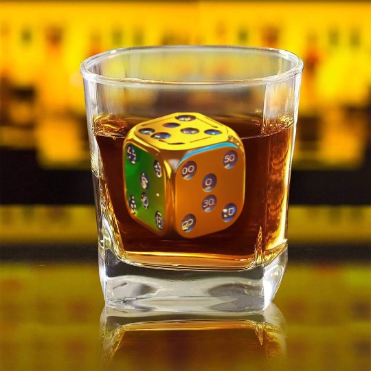 Dice Game Boy Casino 3D Art Square Whiskey Glasses