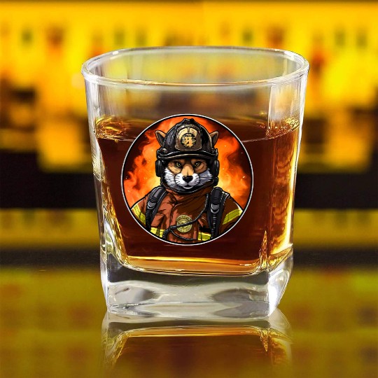 Fox Firefighter Square Whiskey Glasses