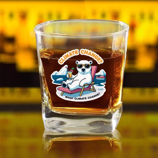 Climate Change Awareness: Relaxing Polar Bear Square Whiskey Glasses