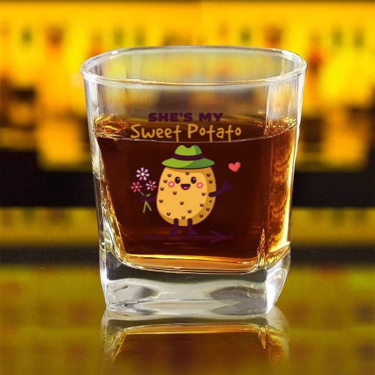 She's My Sweet Potato Funny Matching Couples Square Whiskey Glasses