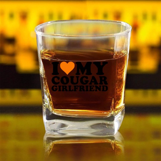 I Love Cougars Cougar Humor Valentine's Day 1WH2 Square Whiskey Glasses