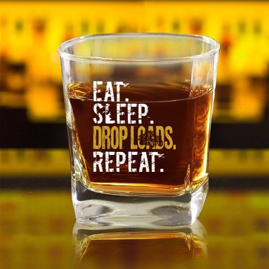 Funny Truck Driver Joke Saying Trucker Gifts Square Whiskey Glasses