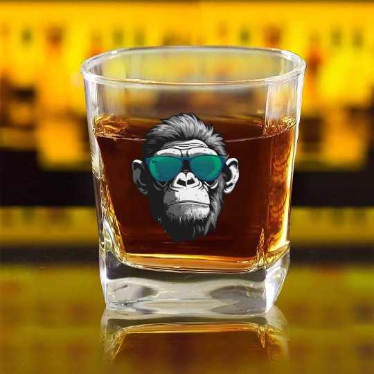 COOL GREEN MONKEY Square Whiskey Glasses