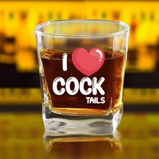 Funny I Love Cocktails 2 Square Whiskey Glasses