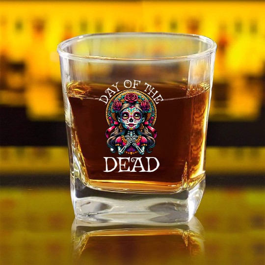Day of the Dead Karnival, Halloween and Día de los Square Whiskey Glasses