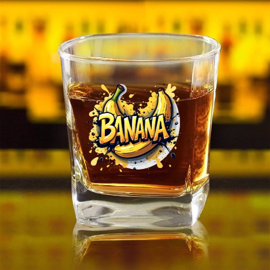Banana Graffiti - Bold & Energetic Urban Design Square Whiskey Glasses