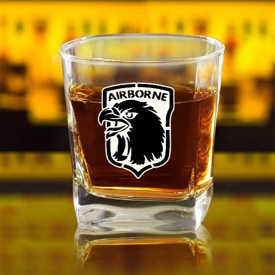 Airborne Eagle LIKE US ON FB #USAPatriotGraphics © Square Whiskey Glasses