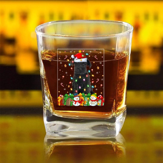 Miniature Schnauzer Dog Christmas Lights Square Whiskey Glasses