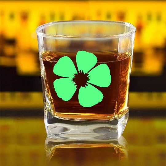 Green Beautiful Flower Spring Summer Nature Flower Square Whiskey Glasses