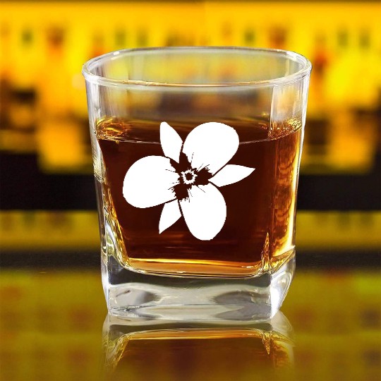 White Beautiful Flower Spring Summer Nature Flower Square Whiskey Glasses